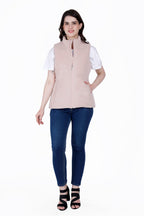 Quilted Sleeveless Jacket in Velvet Fabric
