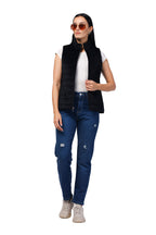 Quilted Sleeveless Jacket in Velvet Fabric
