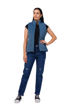 Quilted Sleeveless Jacket in Velvet Fabric
