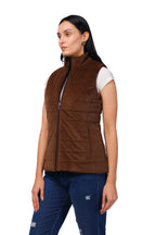 Quilted Sleeveless Jacket in Velvet Fabric