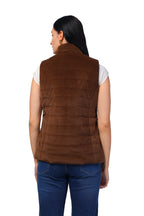 Quilted Sleeveless Jacket in Velvet Fabric