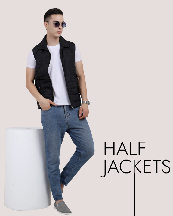 A model wearing half jacket