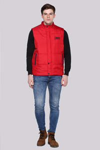 Red Half Sleeve Bomber Jacket