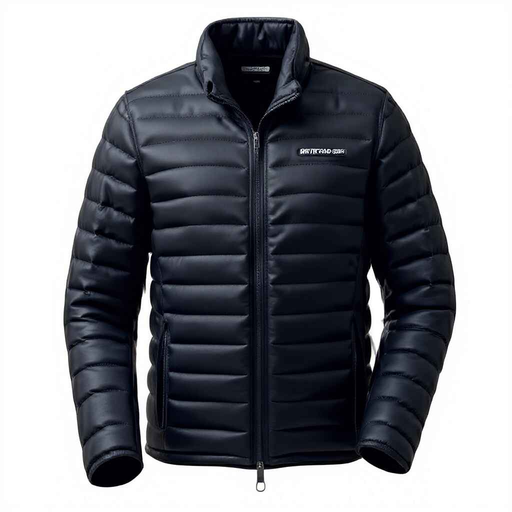 The image shows a Coatnsmore's Women’s Zipper High Neck Quilted Jacket in black, featuring a high collar, front zipper, padded quilted design, and a sleek, stylish look.