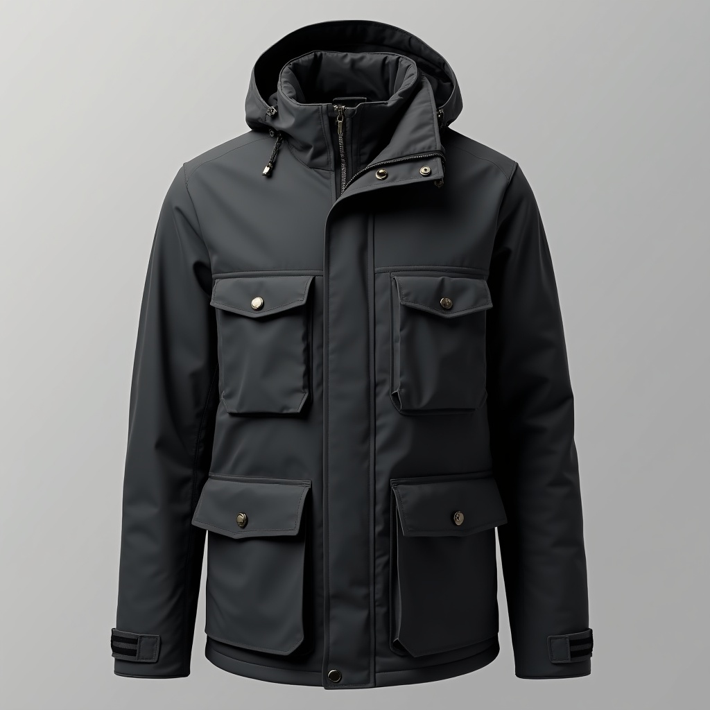 The image shows Coatnsmore's men's high neck tweed Chester jacket in dark color, featuring a sleek design with a high collar, multiple flap pockets, and a tailored, stylish fit. The image shows Coatnsmore's men's high neck tweed Chester jacket in dark color, featuring a sleek design with a high collar, multiple flap pockets, and a tailored, stylish fit.