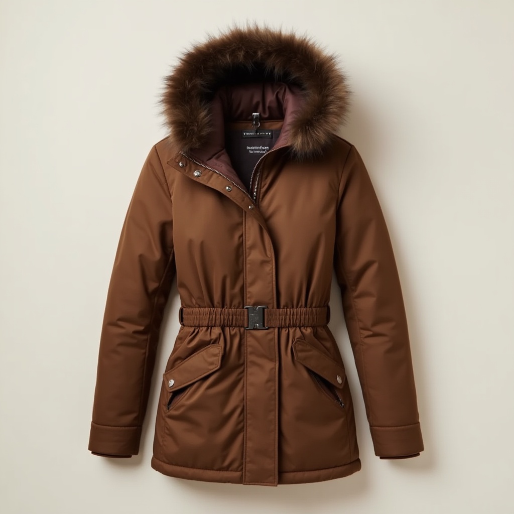 The image displays Coatnsmore's women’s velvet quilted jacket in rich brown, featuring a cozy hood with faux fur trim, front zipper, flap pockets, and a fitted, stylish design. The image displays Coatnsmore's women’s velvet quilted jacket in rich brown, featuring a cozy hood with faux fur trim, front zipper, flap pockets, and a fitted, stylish design.