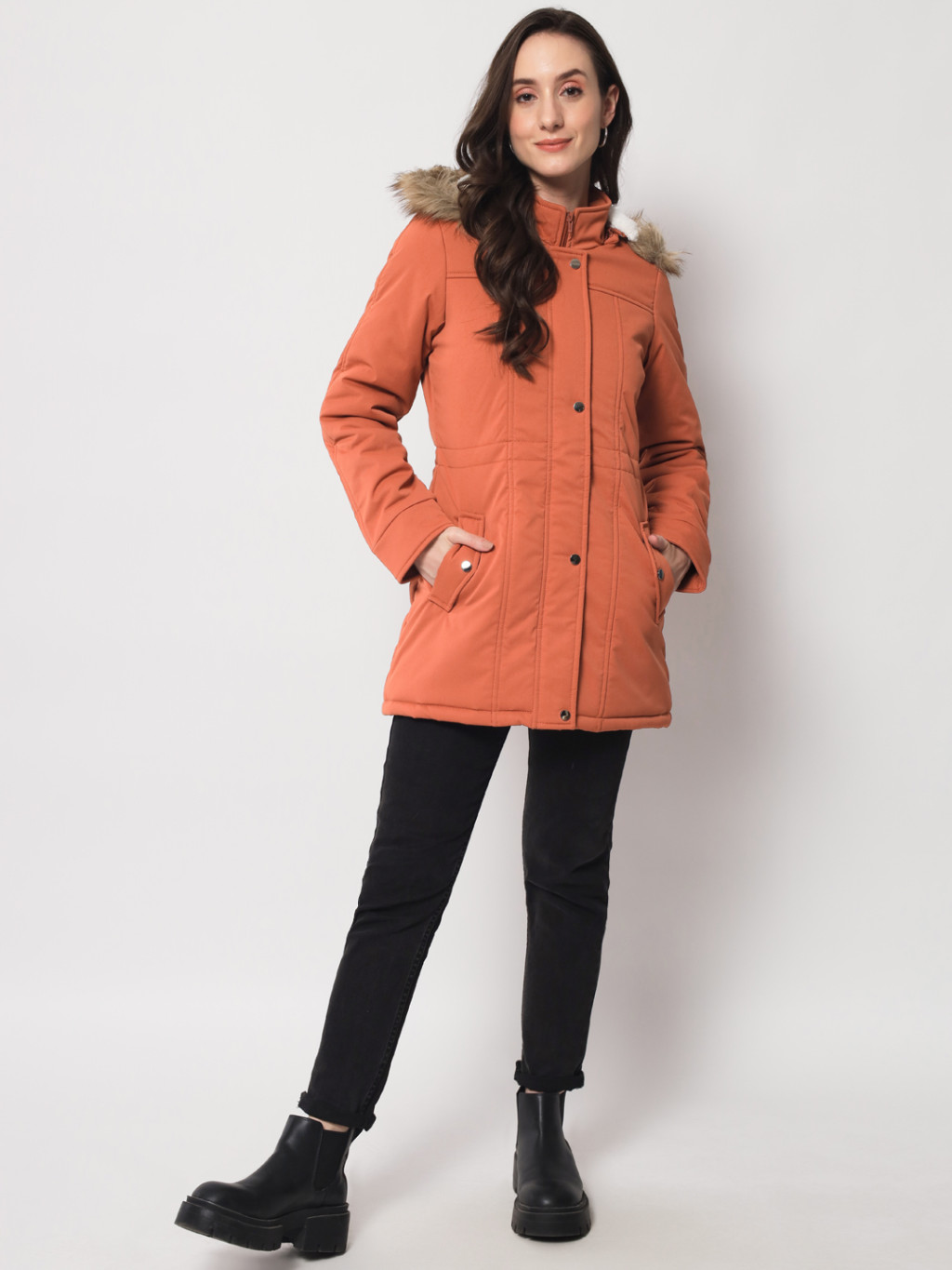 Women Parka jacket in Peach