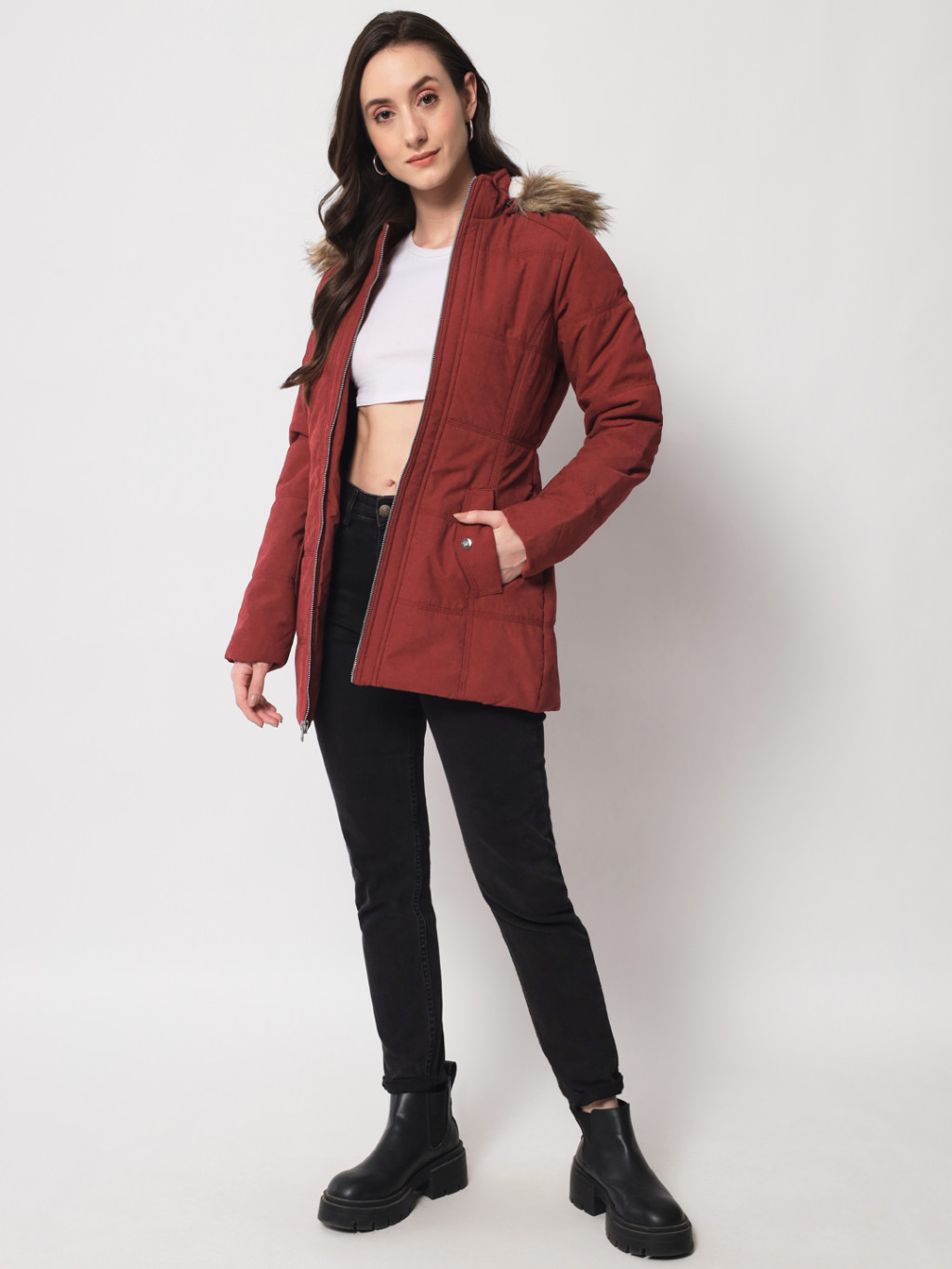 quilted jacket in Maroon