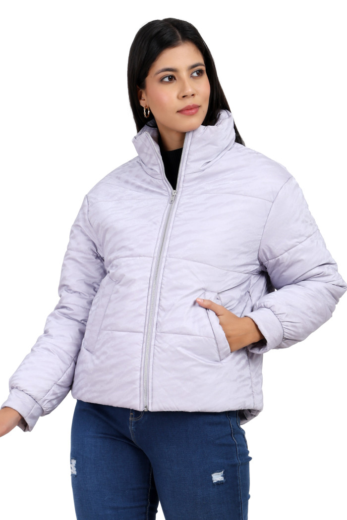 Women’s Short-length Quilted Jacket in Mauve