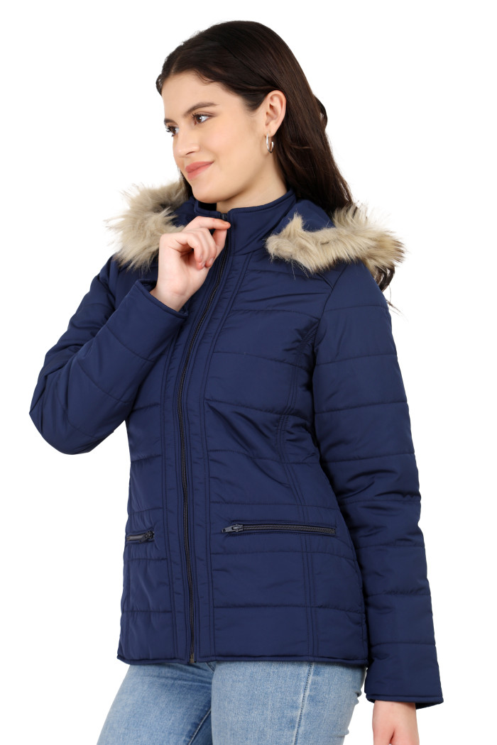 A model showcasing Women’s Matte Quilted Jacket With Horizontal Pockets thumbnail.