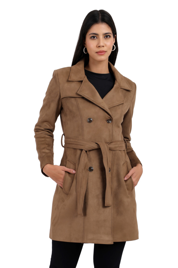 Women’s Double Breast Trench Coat in Mouse