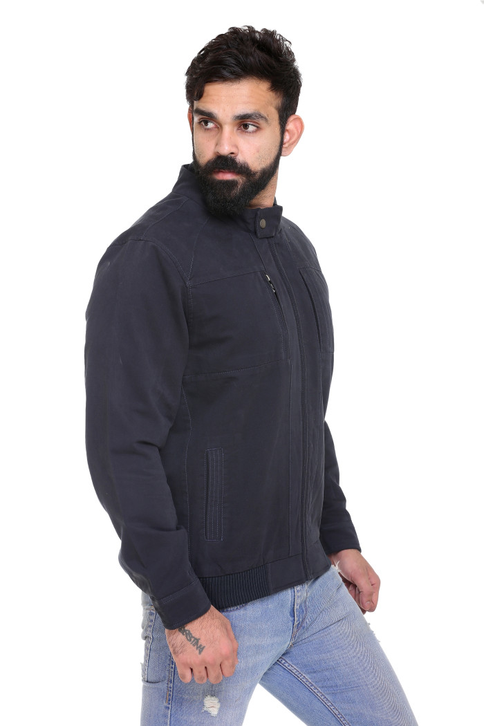 A model showcasing Men's Casual Winter Jacket With High Neck Full Sleeves thumbnail.