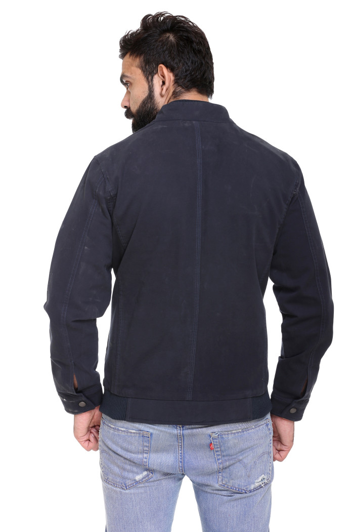 A model showcasing Men's Casual Winter Jacket With High Neck Full Sleeves thumbnail.