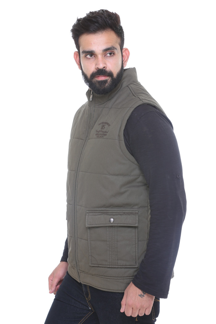 A model showcasing Cotton High Neck Half Jacket For Men thumbnail.