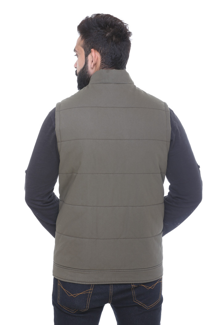 A model showcasing Cotton High Neck Half Jacket For Men thumbnail.