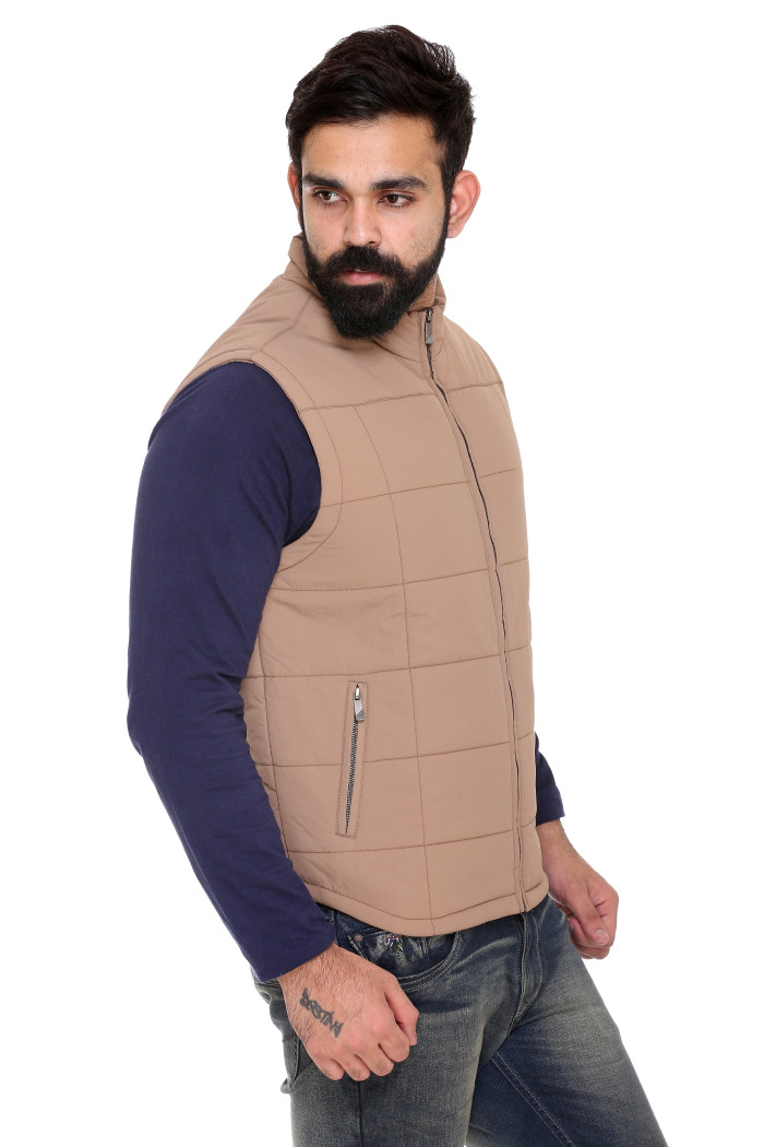 A model showcasing Sleeveless Cotton Casual Jacket For Men thumbnail.