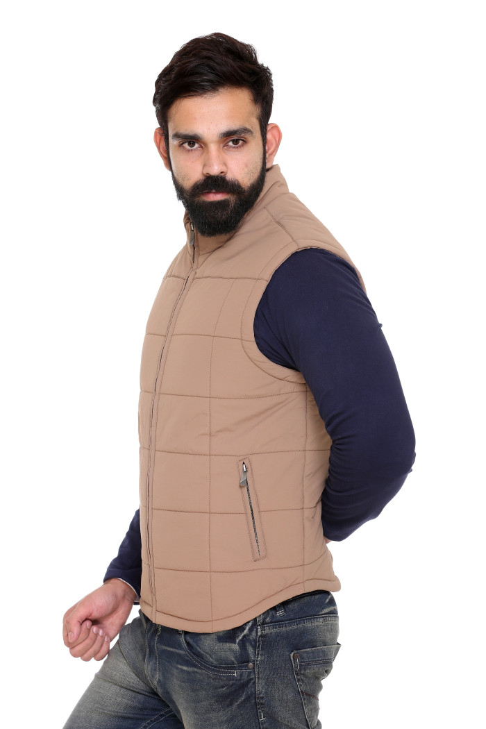 A model showcasing Sleeveless Cotton Casual Jacket For Men thumbnail.