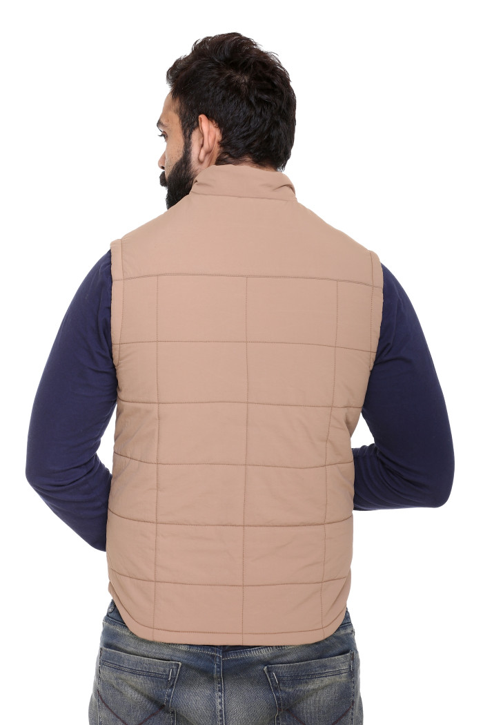 A model showcasing Sleeveless Cotton Casual Jacket For Men thumbnail.