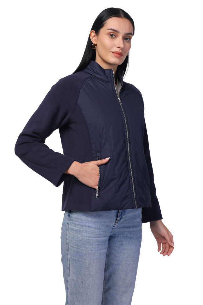 A model showcasing Women Quilted Jacket In Poly Twill + Antipilling Fleece Fabric thumbnail.