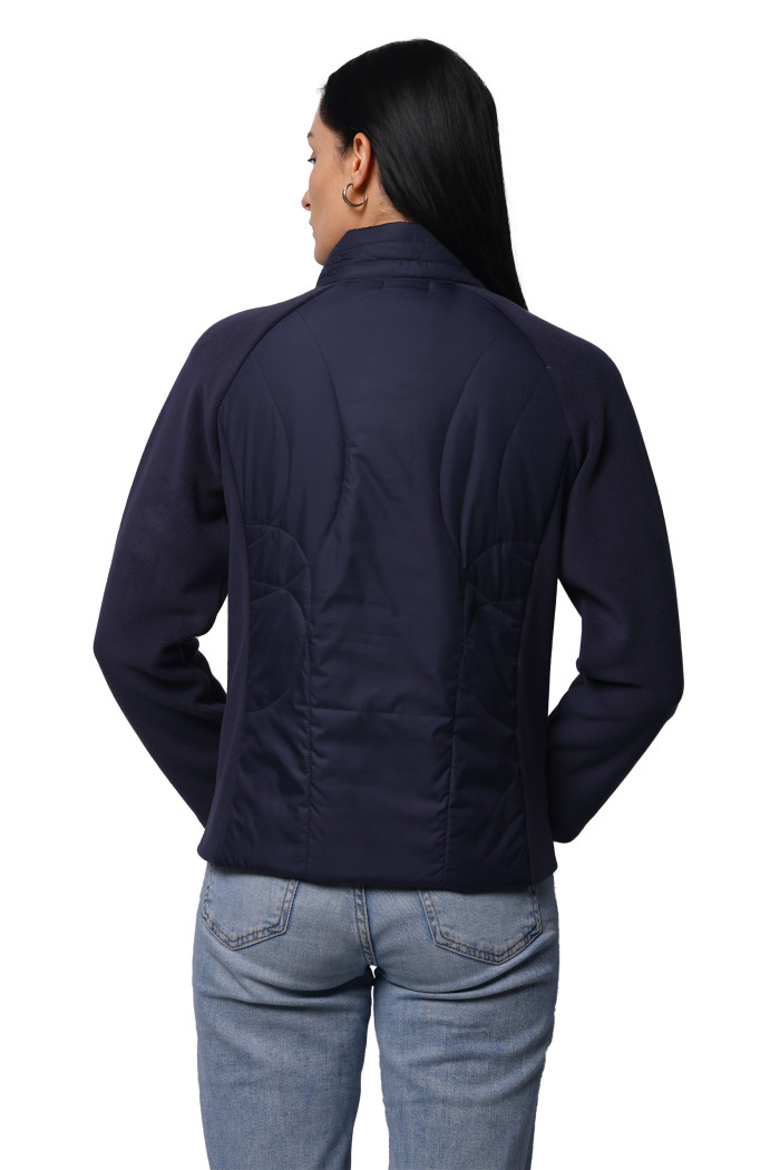 A model showcasing Women Quilted Jacket In Poly Twill + Antipilling Fleece Fabric thumbnail.