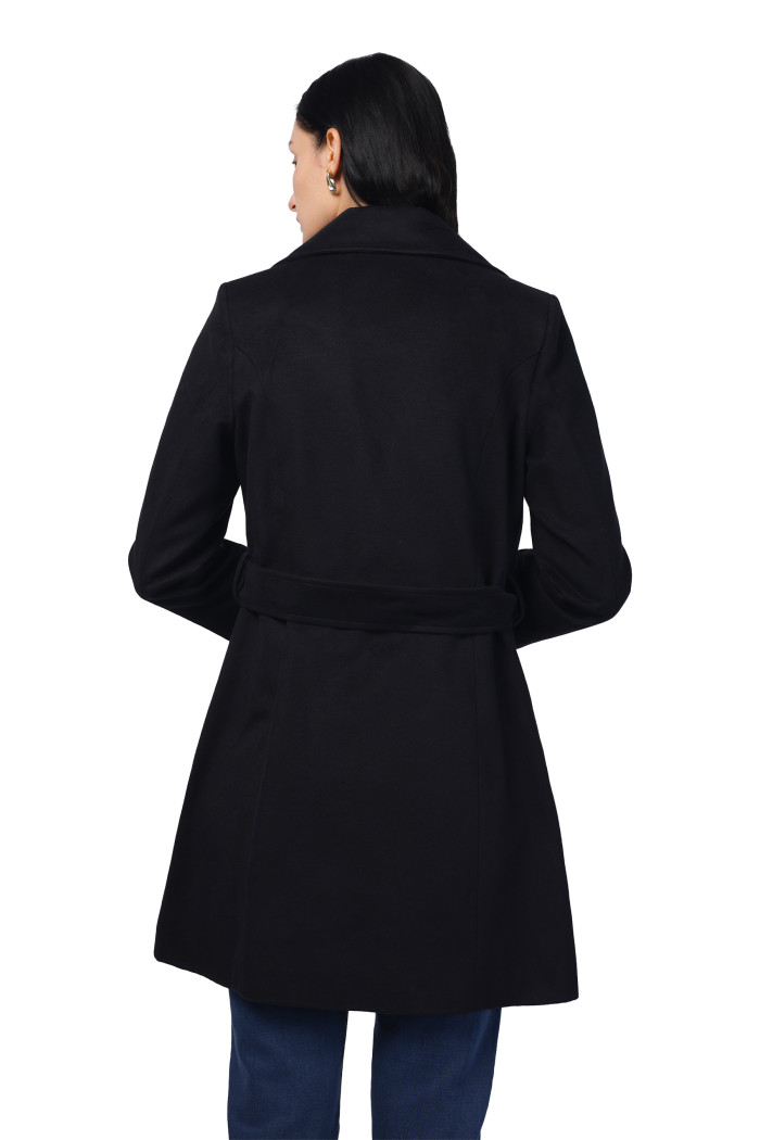 A model showcasing Women Long Coat in Fur Tweed Fabric thumbnail.