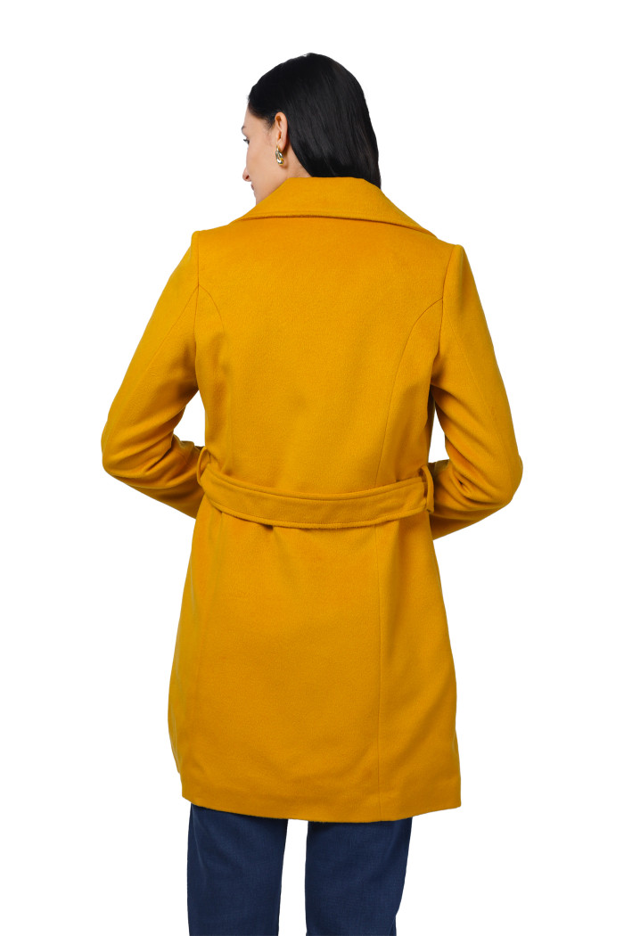 A model showcasing Women Long Coat In Fur Tweed Fabric thumbnail.