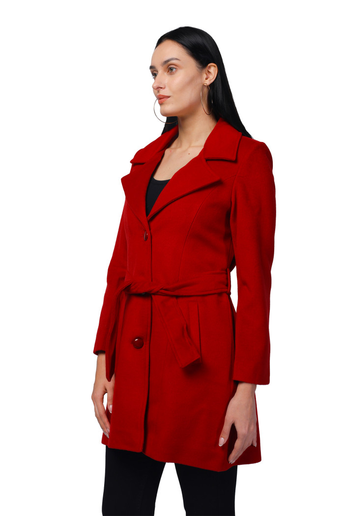 A model showcasing Women Long Coat In Fur Tweed Fabric thumbnail.