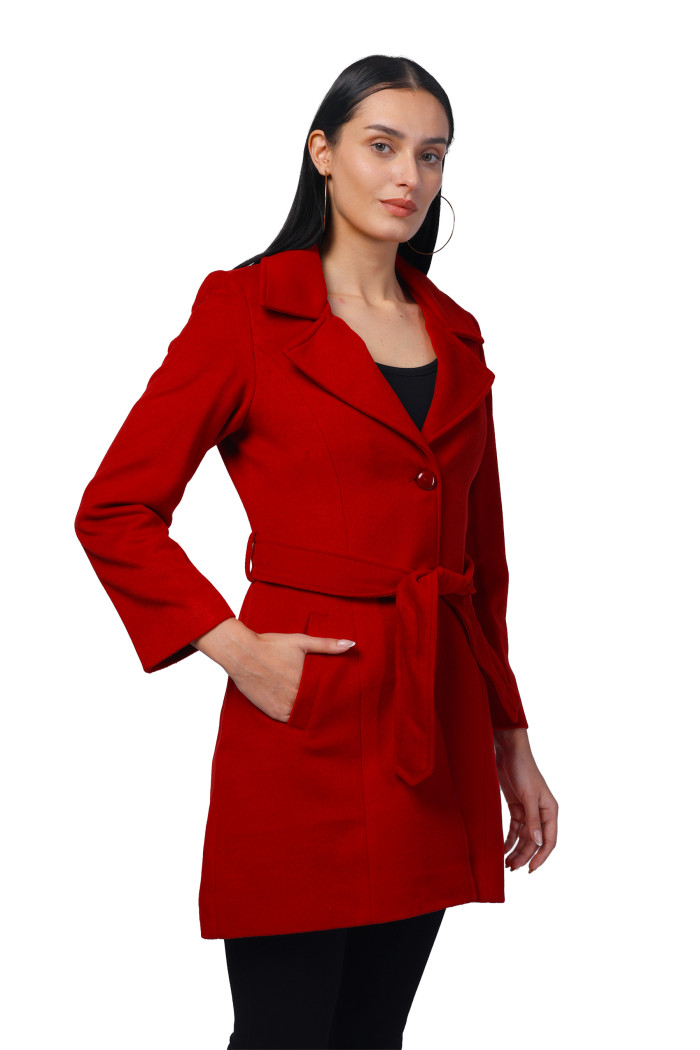 A model showcasing Women Long Coat In Fur Tweed Fabric thumbnail.