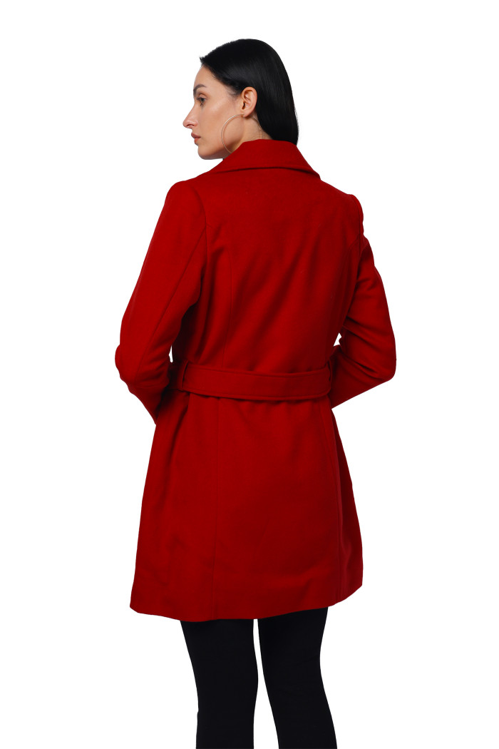 A model showcasing Women Long Coat In Fur Tweed Fabric thumbnail.