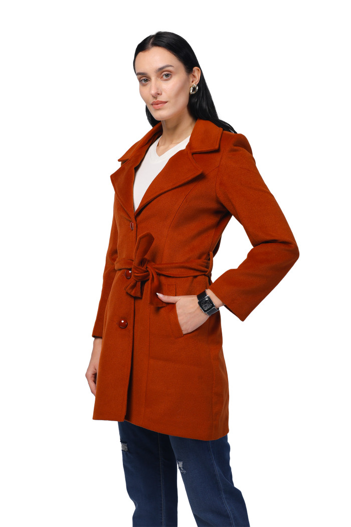 A model showcasing Women Long Coat In Fur Tweed Fabric thumbnail.