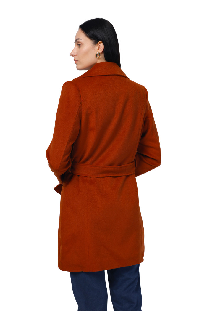 A model showcasing Women Long Coat In Fur Tweed Fabric thumbnail.