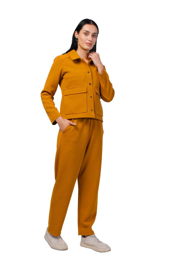 A model showcasing Women Co-ord Set in Scuba Crush Fabric thumbnail.