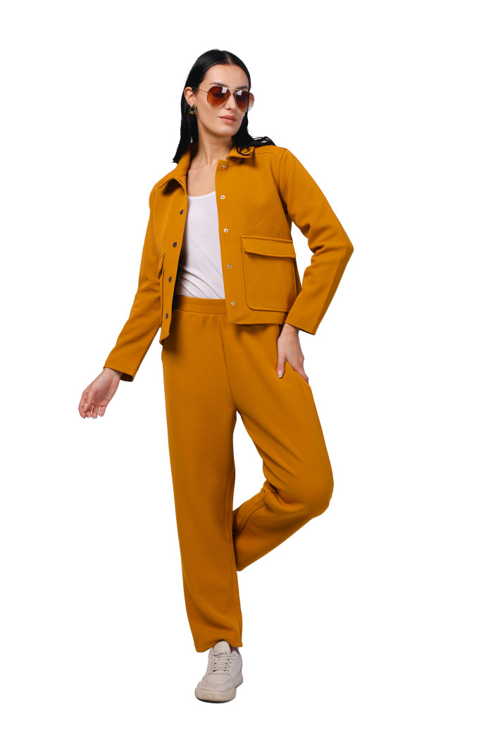 A model showcasing Women Co-ord Set in Scuba Crush Fabric thumbnail.