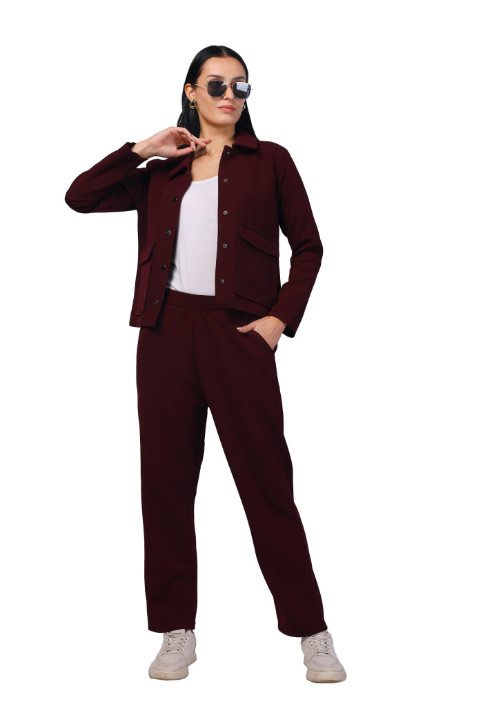 A model showcasing Women Co-ord Set in Scuba Crush Fabric thumbnail.