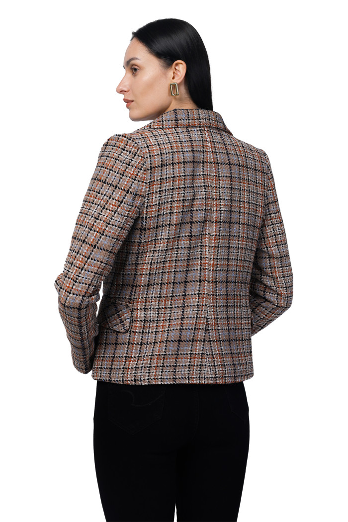 A model showcasing Women Short Coat in Chenille Tweed Fabric thumbnail.