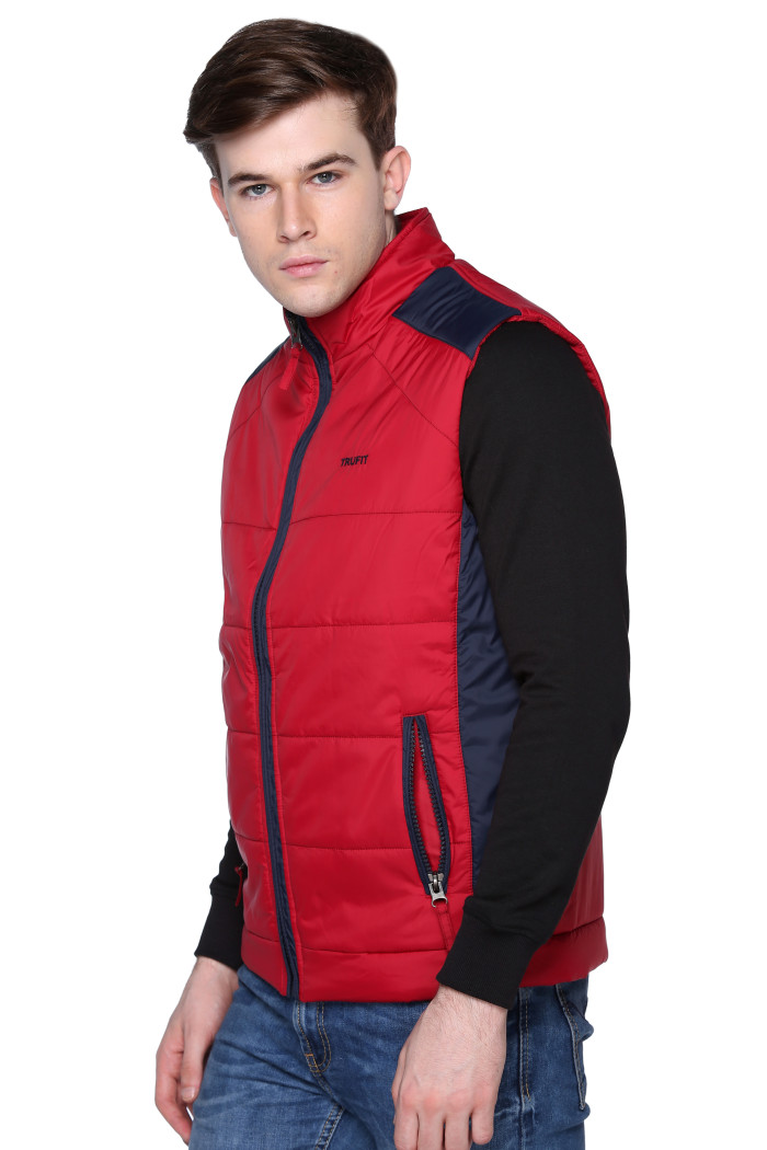 A model showcasing High Neck Sleeveless Casual Jacket For Men thumbnail.