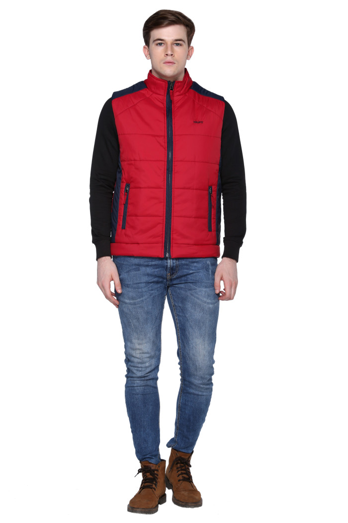 A model showcasing High Neck Sleeveless Casual Jacket For Men thumbnail.