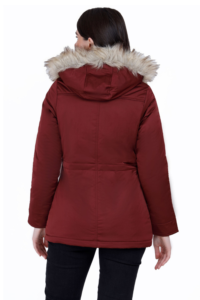 A model showcasing Cotton Jacket For Women With Non Removable Hood thumbnail.