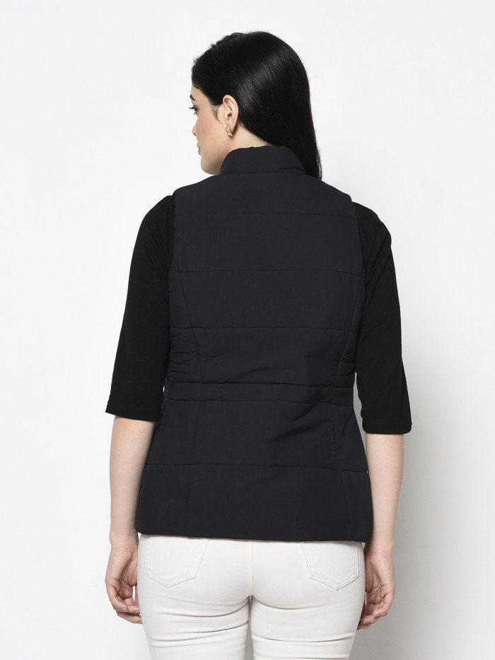 A model showcasing High Neck Bomber Half Jacket For Women thumbnail.