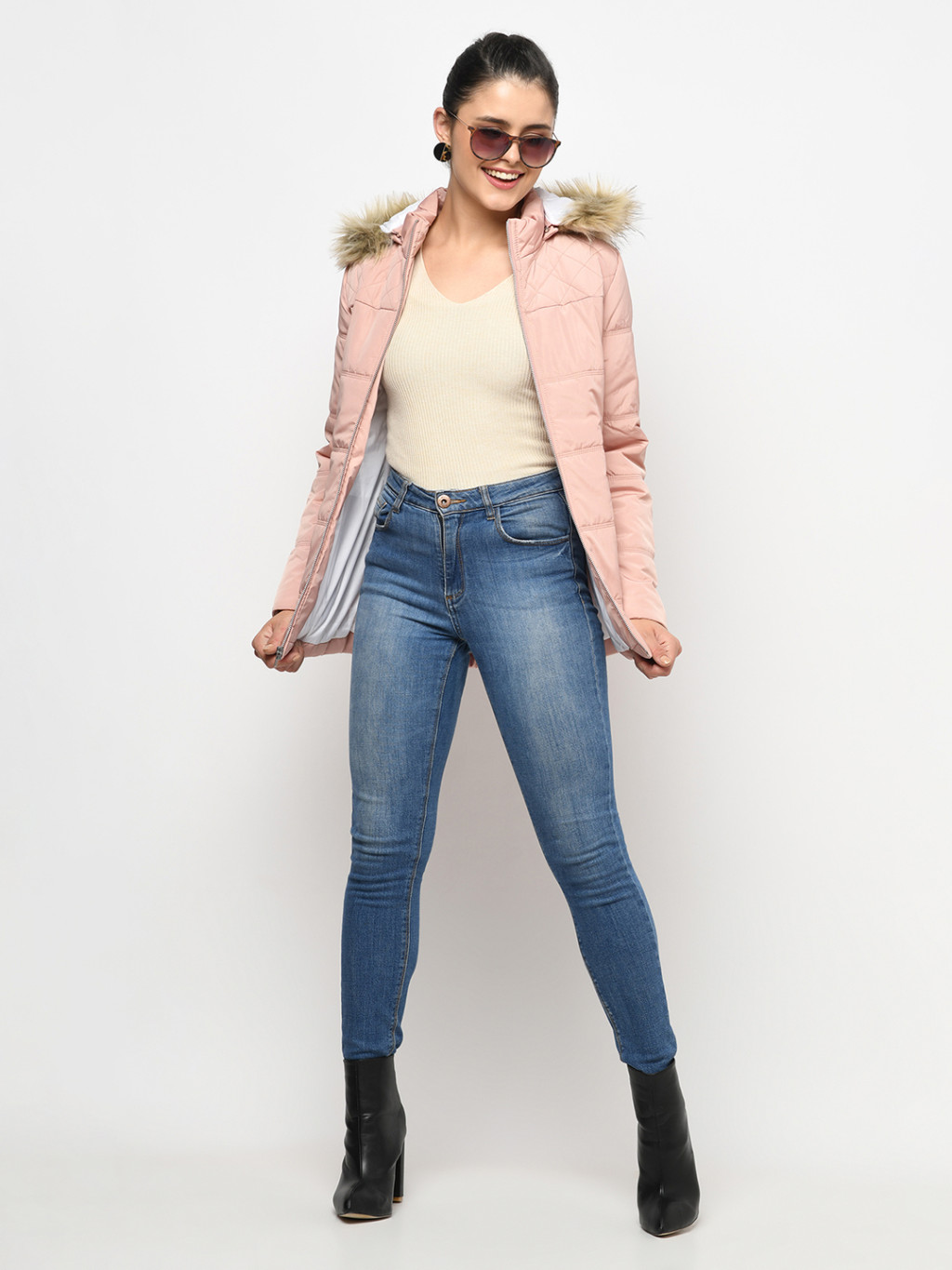 Women Pink Puffer Jacket