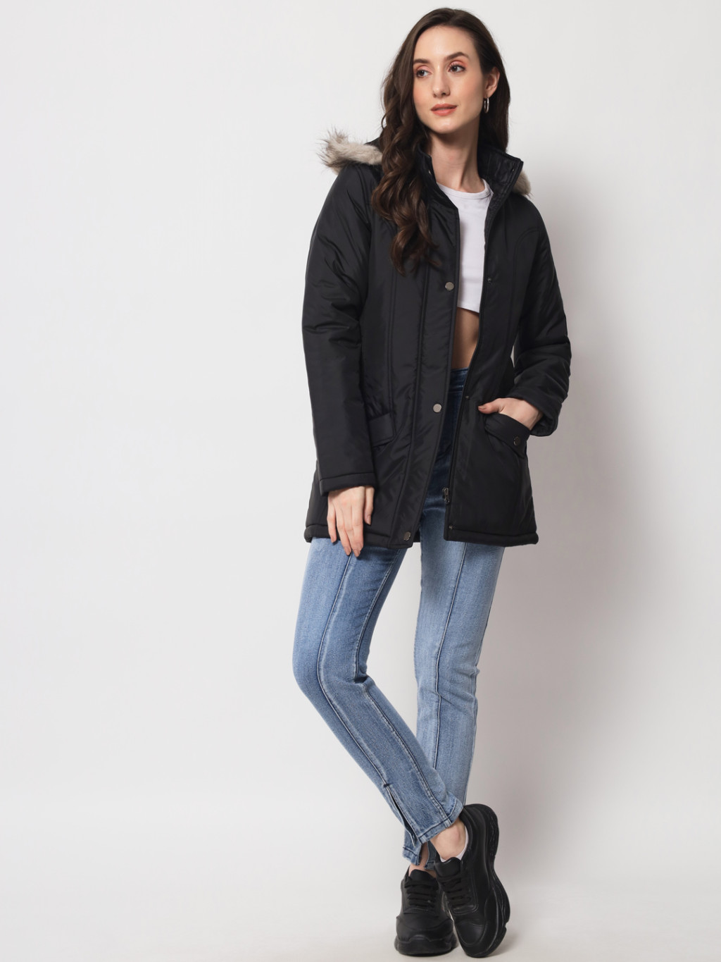 Women black parka jacket